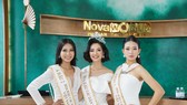 Hoa hậu Nông Thúy Hằng (giữa), á hậu Thạch Thu Thảo (bên trái), á hậu Lương Thị Hoa Đan (bên phải) tham quan NovaWorld Ho Tram - Ảnh: BTC 