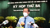 Chủ tịch UBND TPHCM Phan Văn Mãi phát biểu tại phiên thảo luận. Ảnh: VIỆT DŨNG
