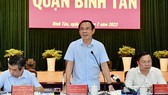 Bí thư Thành uỷ TPHCM Nguyễn Văn Nên phát biểu chỉ đạo về công tác phòng chống dịch sốt xuất huyết,phòng chống dịch Covid-19.Ảnh:VIỆT DŨNG