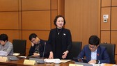 Bộ trưởng Bộ Nội vụ Phạm Thị Thanh Trà phát biểu tại phiên họp tổ ĐBQH 22-10