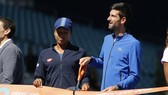 Novak Djokovic trong buổi lễ định danh sân đấu mới ở Miami Open