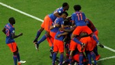 Niềm vui chiến thắng của các cầu thủ Colombia
