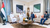 PCT VFF ông Trần Quốc Tuấn tại buổi làm việc với Chủ tịch UAEFA ngài Rashid bin Humaid Al Nuaimi Chairman sáng ngày 31-5. Ảnh: ĐOÀN NHẬT 