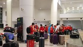 Các cầu thủ U22 Việt Nam tại sân bay Nội Bài