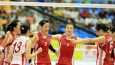 Các cô gái Triều Tiên tỏ ra vượt trội trước Việt Nam trong trận đấu chiều 22-9. Ảnh: Nhật Anh