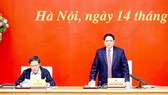 Thủ tướng Phạm Minh Chính phát biểu tại Hội nghị lần thứ 4 Ban Chỉ đạo Trung ương Tổng kết thực hiện Nghị quyết số 19-NQ/TW của Hội nghị Trung ương 6 (khóa XI) về tiếp tục đổi mới chính sách, pháp luật về đất đai. Ảnh: TTXVN