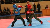 Các vận động viên thi đấu đối kháng ở các hạng cân. Ảnh: NGUYỄN ANH