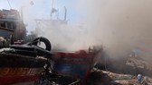 Dập tắt đám cháy tại xưởng sửa chữa tàu cá