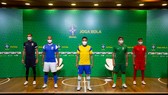 Các tuyển thủ futsal Brazil trong buổi lễ ra mắt nhà tài trợ vào hôm 4-8. Ảnh: CBS