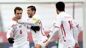 Các cầu thủ Palestin vui mừng sau chiến thắng trước Thái Lan. Ảnh: AFC
