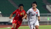 Đội U16 nữ Việt Nam có chiến thắng đầu tiên trước đội Lào. Ảnh: Đoàn Nhật