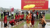 The Hung Kings’ teaching of rice cultivation is re-enacted at the festival (Photo: VNA)