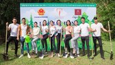 Seven beauties that represented Vietnam to compete in Miss Earth beauty pageants over the years participate in a tree planting movement in Lam Dong. 