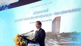 Vice Chairman of the provincial People’s Committee Nguyen Van Danh speaks at the groundbreaking ceremony for the upgrade project of National Highway No.13.  ​