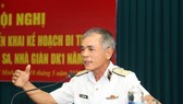 Rear Admiral Luong Viet Hung, Deputy Commander of the Vietnam People's Navy speak at the departure ceremony.