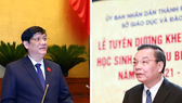 Chu Ngoc Anh, Chairman of the Hanoi People’s Committee (right), and Nguyen Thanh Long, Health Minister (Photo: VNA)