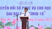 Director of the HCMC Department of Education and Training Nguyen Van Hieu speaks at the event.