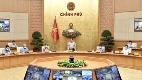 Thủ tướng Phạm Minh Chính, Trưởng Ban Chỉ đạo Quốc gia phòng, chống dịch Covid-19 chủ trì cuộc họp của Ban Chỉ đạo. ẢNH: VIẾT CHUNG