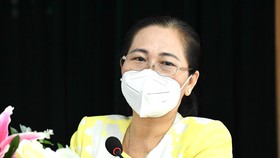 Chủ tịch HĐND TPHCM Nguyễn Thị Lệ phát biểu tại hội nghị. Ảnh: VIỆT DŨNG