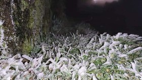Mau Son mountain peak covered with snow, ice
