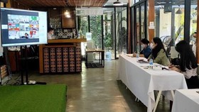 Quang cảnh hội nghị trực tuyến về kết nối cung cầu giải pháp công nghệ phục vụ chuyển đổi số