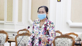 Đồng chí Nguyễn Thị Lệ phát biểu tại buổi làm việc