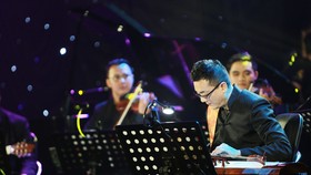 Nghệ sĩ Trí Nguyễn biểu diễn cùng các nghệ sĩ Việt Nam trong một lần trở về Việt Nam
