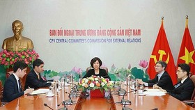 Bà Nguyễn Thị Hoàng Vân, Phó Trưởng Ban Đối ngoại Trung ương, làm Trưởng đoàn tại Cuộc họp. Ảnh: TTXVN