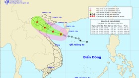 Vị trí và đường đi của bão số 2. Ảnh: TTDBKTTVTW