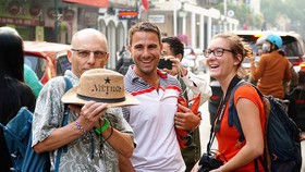 A group of French tourists visit the capital of Hanoi in February, 2019. Photo by VnExpress/Phong Vinh