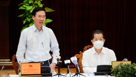 Thường trực Ban Bí thư Võ Văn Thưởng phát biểu tại buổi làm việc. Ảnh: XUÂN QUỲNH