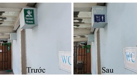 Hình hướng dẫn nhà vệ sinh Nam trước và sau khi đăng báo