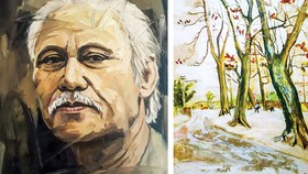 Nhà thơ Quang Dũng qua nét vẽ Trần Thế Vĩnh. Một bức tranh của nhà thơ Quang Dũng.