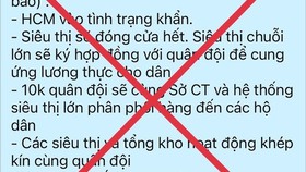 Thông tin “TPHCM vào tình trạng khẩn” là hoàn toàn bịa đặt