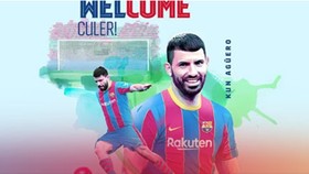 Hình ảnh Kun Aguero đăng trên website chính thức của Barcelona
