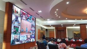 Các địa phương họp trực tuyến với Ban chỉ đạo quốc gia về phòng chống dịch COVID-19 trong chiều 7-5 - Ảnh: TIẾN THẮNG