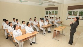 Lớp học tiếng Nhật của các điều dưỡng viên trước khi sang Nhật làm việc. (Ảnh minh họa: Anh Tuấn/TTXVN)