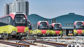 Các đoàn tàu tuyến đường sắt đô thị đoạn Nhổn-ga Hà Nội sẽ được chạy thử liên tiếp vào tháng 12 tới. (Ảnh: CTV/Vietnam+)