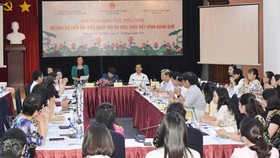 Hội thảo “Nữ ứng cử viên đại biểu Quốc hội và việc thúc đẩy bình đẳng giới”, diễn ra tại TPHCM, sáng 15-4-2021. Ảnh: ĐÌNH LÝ