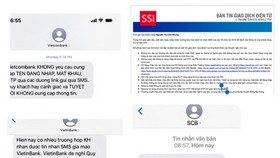 Fake messages sent to bank customers to steal confidential information. (Photo: SGGP)