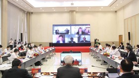 Toàn cảnh hội nghị trực tuyến vào ngày 18-10. Ảnh: ANH TRẦN
