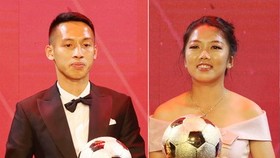 Hùng Dũng và Huỳnh Như tại Gala trao giải QBV VN 2019