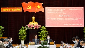 Trưởng Ban Kinh tế Trung ương Trần Tuấn Anh và Bí thư Thành ủy TP Đà Nẵng Nguyễn Văn Quảng chủ trì hội nghị