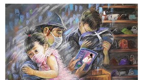 Giọt nước mắt rơi vào trong tranh