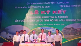 Long An tổ chức Lễ ký kết tài trợ kinh phí tham gia thành viên của Tổ chức Xúc tiến Du lịch các thành phố Châu Á – Thái Bình Dương. Ảnh: NGỌC PHÚC