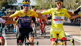 Primoz Roglic (trái) và Pogacar là hai ứng viên cho Tour de France