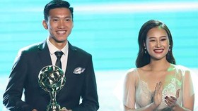 Văn Hậu trong đêm Gala trao giải QBV Việt Nam 2018. Ảnh: Đông Huyền