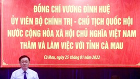Chủ tịch Quốc hội Vương Đình Huệ phát biểu ý kiến tại buổi làm việc với lãnh đạo tỉnh Cà Mau