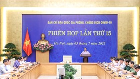 Thủ tướng Phạm Minh Chính họp Ban Chỉ đạo quốc gia phòng chống dịch Covid-19. Ảnh: VIẾT CHUNG