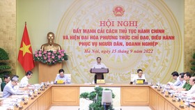 Thủ tướng Phạm Minh Chính chủ trì hội nghị chuyên đề về đẩy mạnh cải cách thủ tục hành chính. ẢNH: VIẾT CHUNG